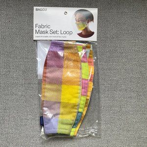 NWT BAGGU Fabric Mask: Loops, Set of 3, Gingham prints